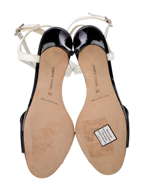 Manolo Blahnik Patent Leather Colorblock Pattern Sandals
