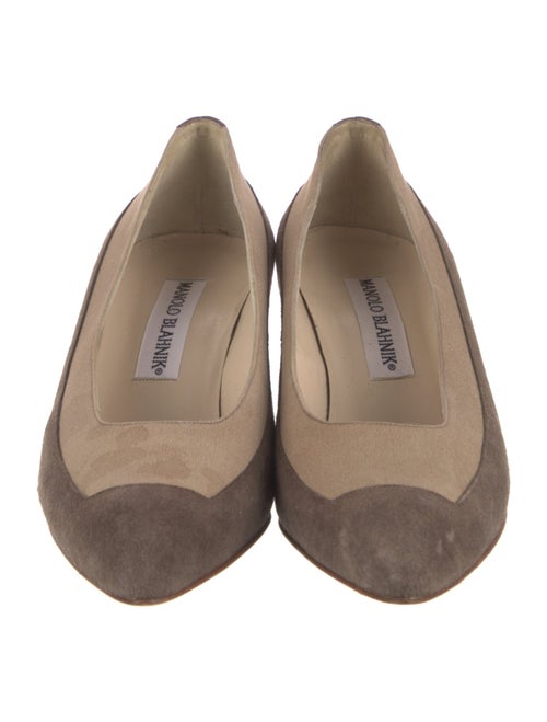 Manolo Blahnik Suede Colorblock Pattern Pumps