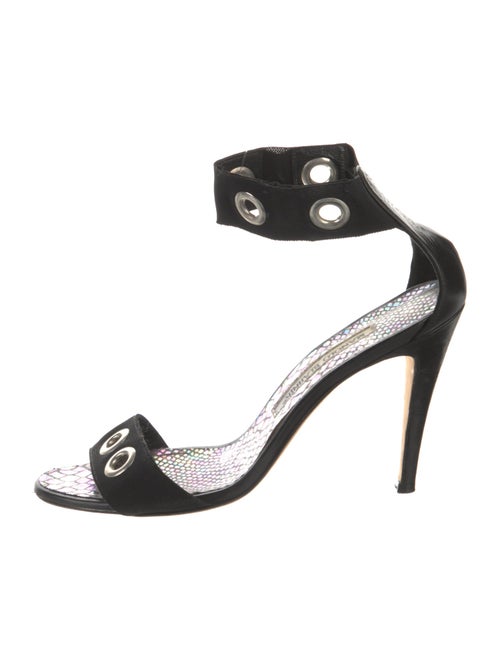 Manolo Blahnik Leather Polka Dot Print Sandals