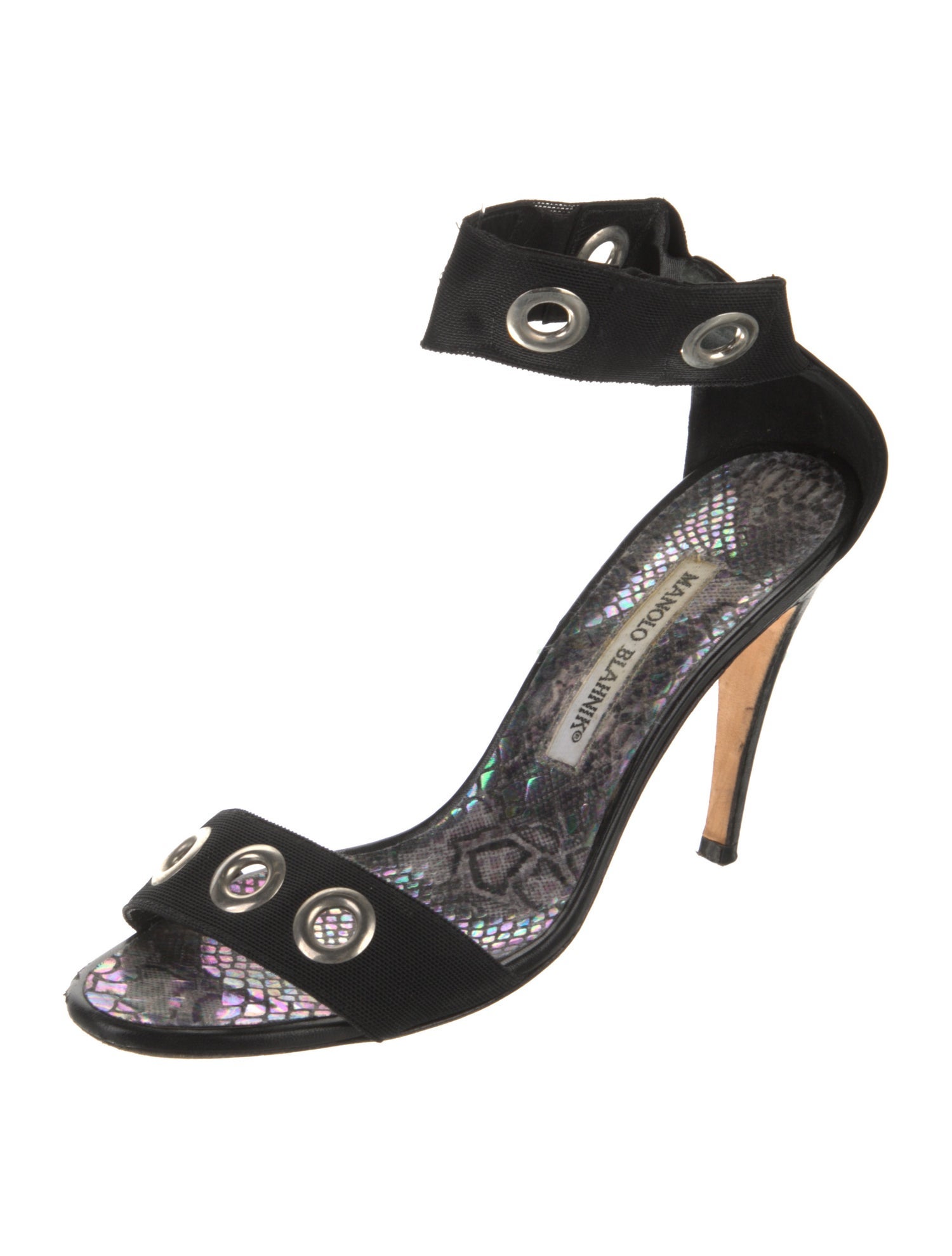 Manolo Blahnik Leather Polka Dot Print Sandals