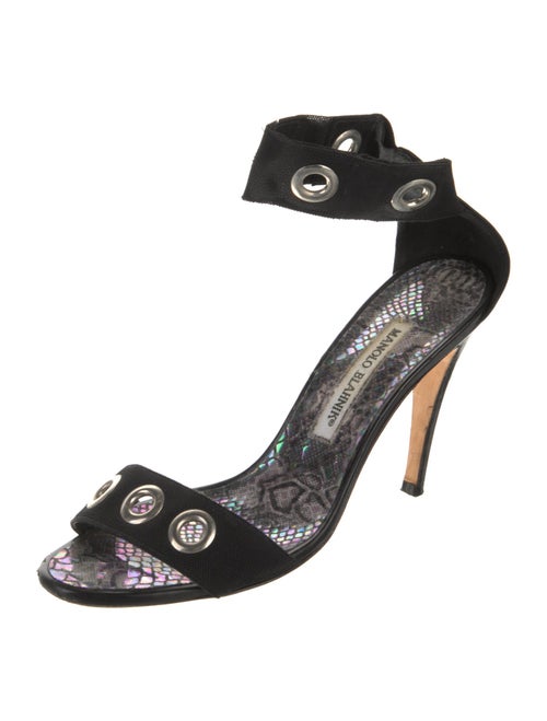 Manolo Blahnik Leather Polka Dot Print Sandals