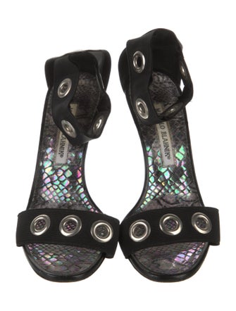 Manolo Blahnik Leather Polka Dot Print Sandals