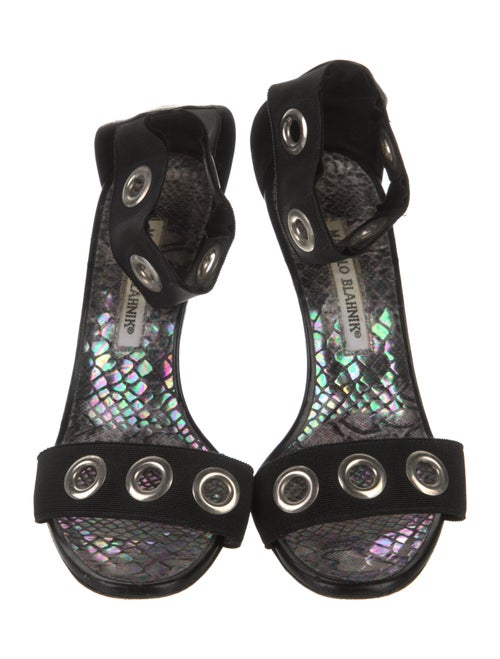 Manolo Blahnik Leather Polka Dot Print Sandals