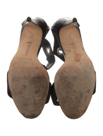 Manolo Blahnik Leather Polka Dot Print Sandals