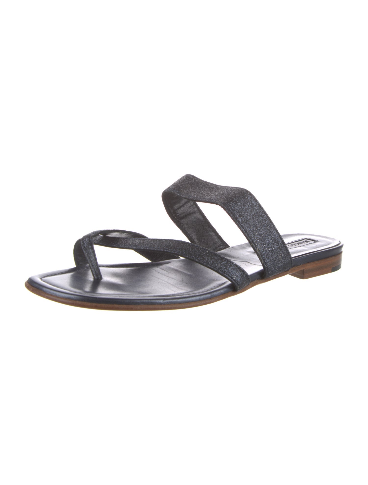 Manolo Blahnik Glitter Animal Print Slides