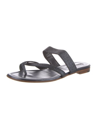 Manolo Blahnik Glitter Animal Print Slides