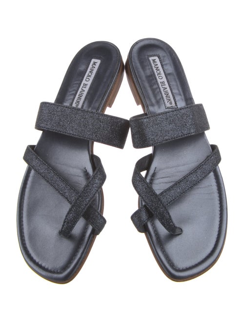 Manolo Blahnik Glitter Animal Print Slides