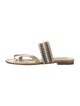 Manolo Blahnik Leather Beaded Accents Slides