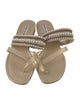 Manolo Blahnik Leather Beaded Accents Slides