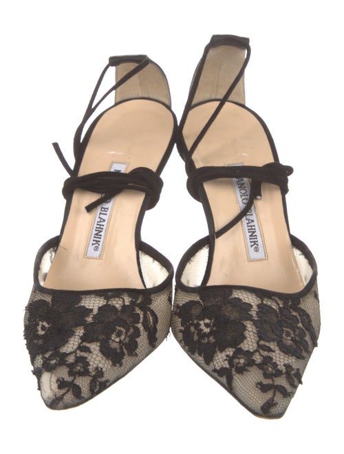 Manolo Blahnik Mesh Lace Pattern D'Orsay Pumps