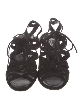 Manolo Blahnik Suede T-Strap Pumps