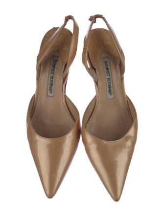 Manolo Blahnik Leather Slingback Flats