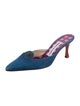 Manolo Blahnik Denim Beaded Accents Mules