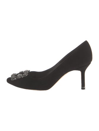 Manolo Blahnik Velvet Crystal Embellishments Pumps