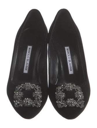 Manolo Blahnik Velvet Crystal Embellishments Pumps