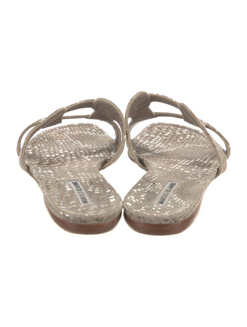 Manolo Blahnik Suede Animal Print Slides