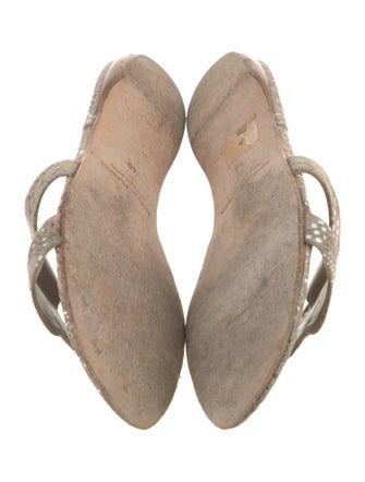 Manolo Blahnik Suede Animal Print Slides