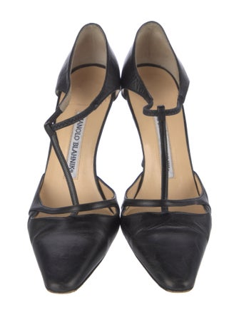 Manolo Blahnik Leather T-Strap Pumps