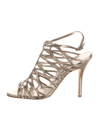 Manolo Blahnik Leather Cutout Accent Slingback Sandals