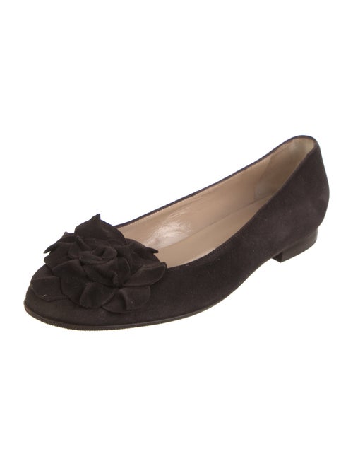 Manolo Blahnik Suede Crochet Trim Flats