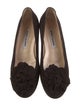Manolo Blahnik Suede Crochet Trim Flats
