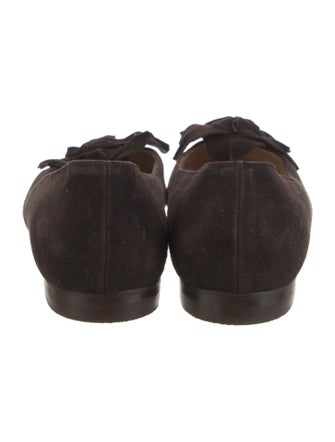 Manolo Blahnik Suede Crochet Trim Flats