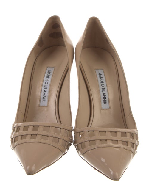 Manolo Blahnik Patent Leather Cutout Accent Pumps