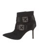 Manolo Blahnik Suede Crystal Embellishments Boots