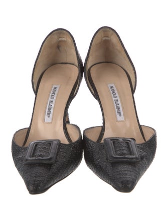 Manolo Blahnik Raffia D'Orsay Pumps