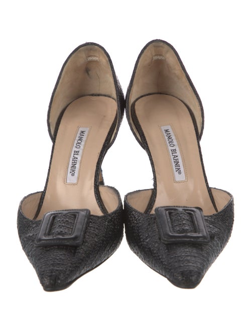 Manolo Blahnik Raffia D'Orsay Pumps