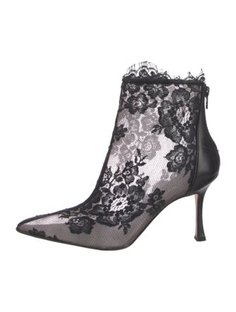 Manolo Blahnik Mesh Lace Pattern Boots