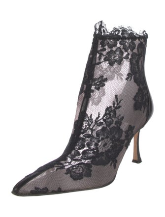Manolo Blahnik Mesh Lace Pattern Boots
