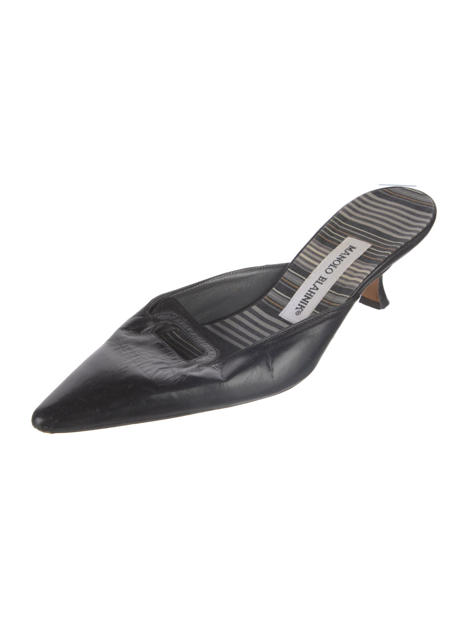 Manolo Blahnik Leather Cutout Accent Mules