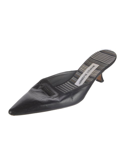 Manolo Blahnik Leather Cutout Accent Mules