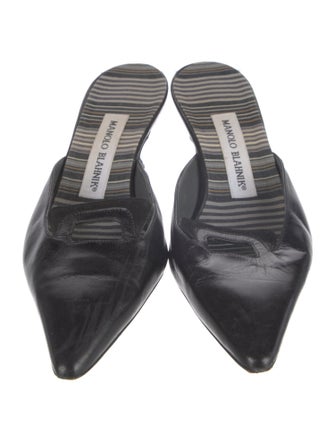 Manolo Blahnik Leather Cutout Accent Mules