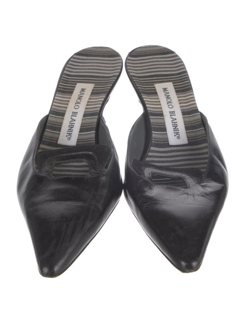 Manolo Blahnik Leather Cutout Accent Mules