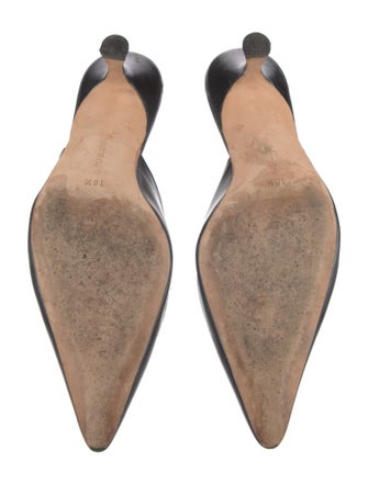 Manolo Blahnik Leather Cutout Accent Mules