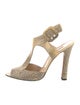 Manolo Blahnik Leather Animal Print T-Strap Sandals
