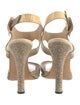 Manolo Blahnik Leather Animal Print T-Strap Sandals