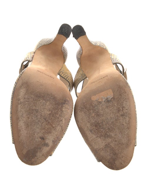 Manolo Blahnik Leather Animal Print T-Strap Sandals