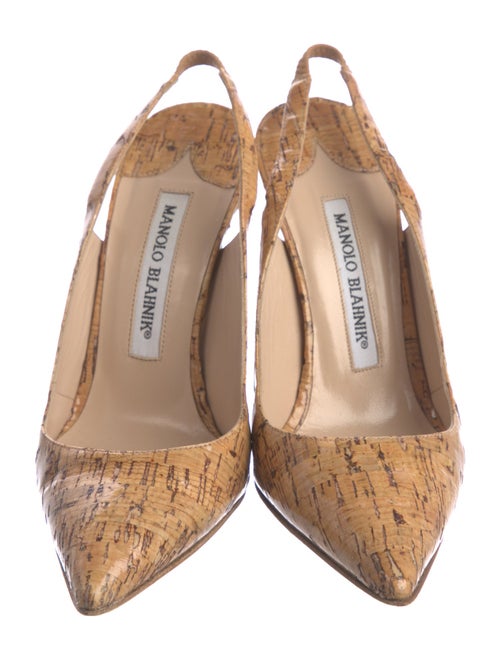 Manolo Blahnik Patent Leather Printed Slingback Pumps