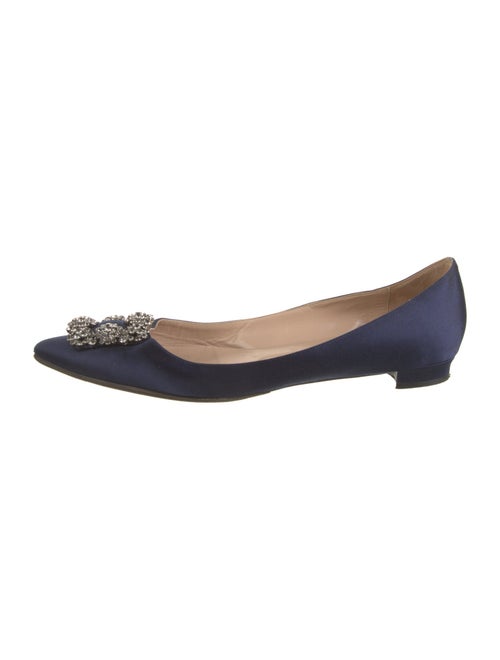 Manolo Blahnik Satin Crystal Embellishments Flats