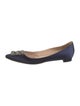 Manolo Blahnik Satin Crystal Embellishments Flats
