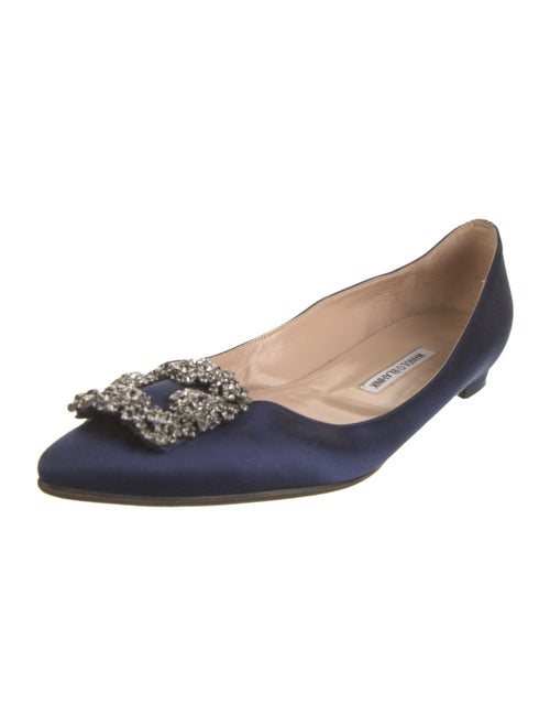 Manolo Blahnik Satin Crystal Embellishments Flats
