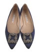 Manolo Blahnik Satin Crystal Embellishments Flats