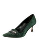 Manolo Blahnik Suede Leather Trim Embellishment Pumps
