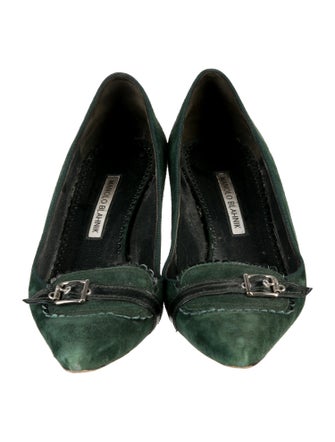 Manolo Blahnik Suede Leather Trim Embellishment Pumps