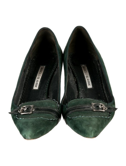 Manolo Blahnik Suede Leather Trim Embellishment Pumps