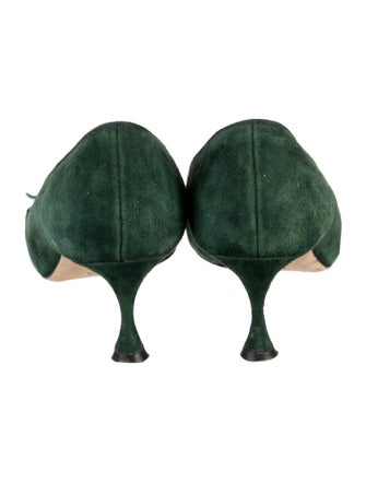 Manolo Blahnik Suede Leather Trim Embellishment Pumps