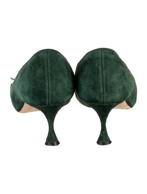 Manolo Blahnik Suede Leather Trim Embellishment Pumps